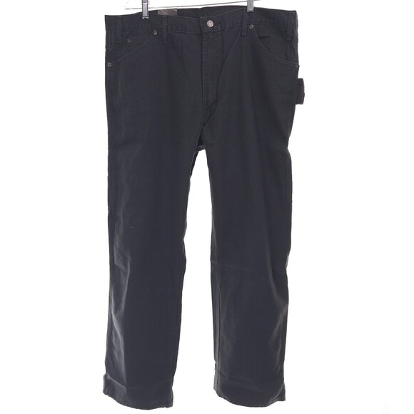 Dickies Carpenter Relaxed Fit Sanded Duck Mens 40x32 Rinsed Black Canvas Jeans N - Picture 7 of 12